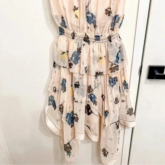 Self-Portrait pink floral ruffle tiered mini dress size 4 - Picture 5 of 13